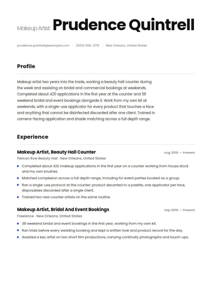 Makeup Artist Resume Examples & Templates