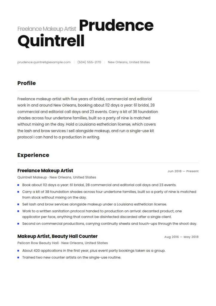 Makeup Artist Resume Examples & Templates