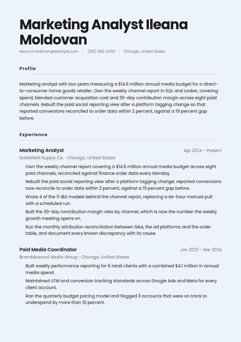 Marketing Analyst Resume Examples & Templates