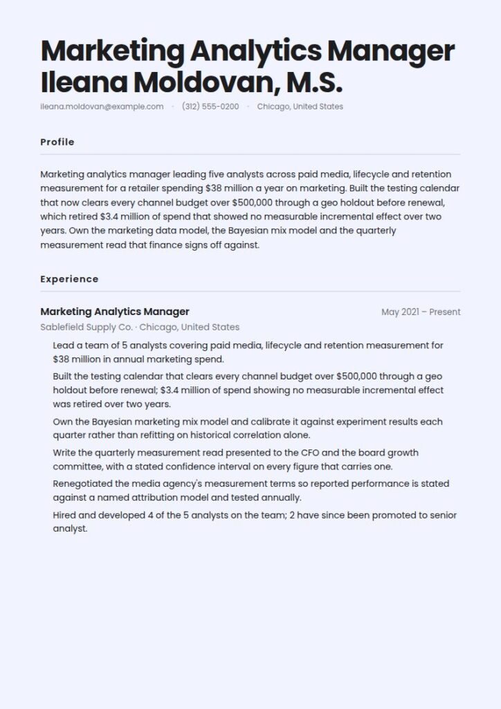 Marketing Analyst Resume Examples & Templates