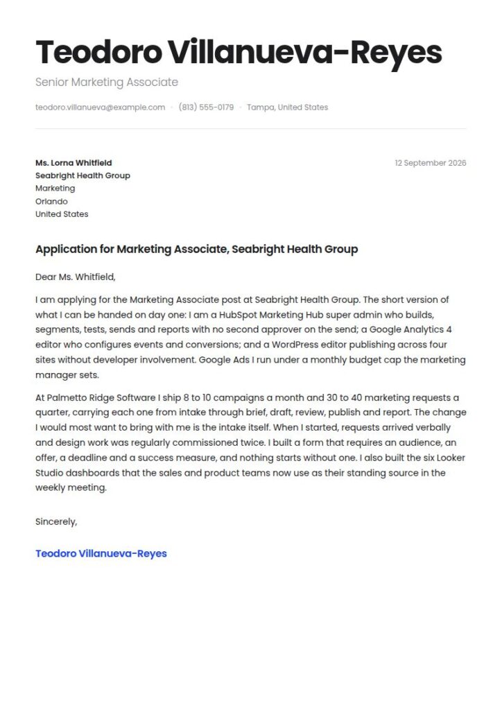 Marketing Associate Cover Letter Examples & Templates