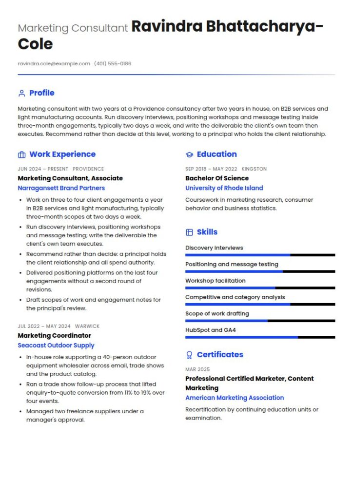 Marketing Consultant Resume Examples & Templates