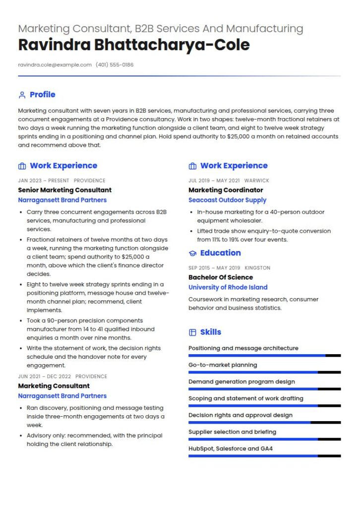 Marketing Consultant Resume Examples & Templates