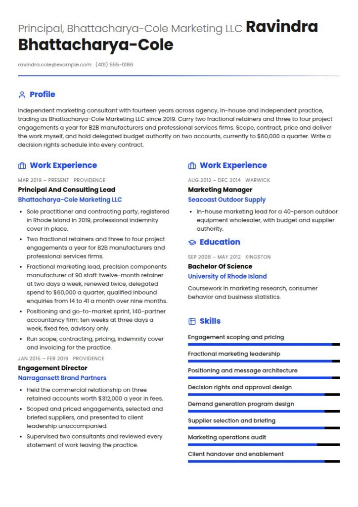 Marketing Consultant Resume Examples & Templates