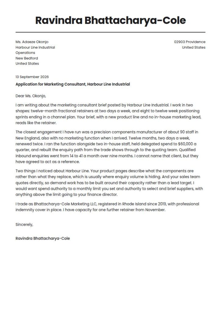 Marketing Consultant Cover Letter Examples & Templates