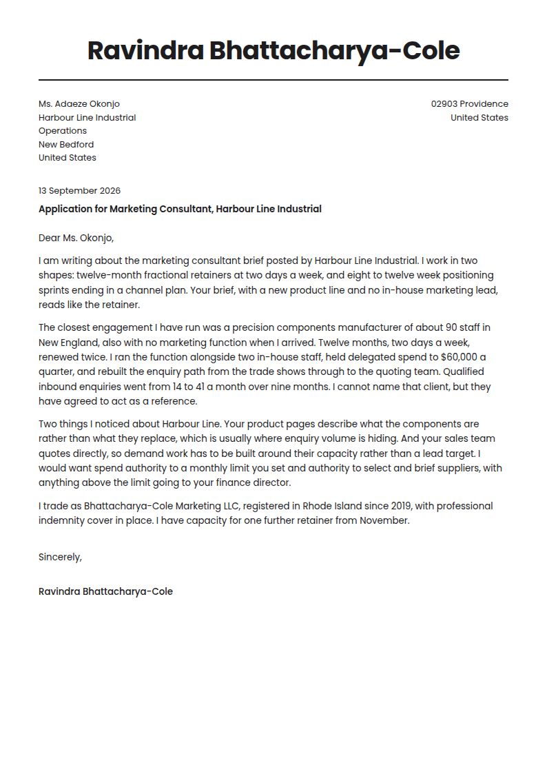 Marketing Consultant Cover Letter Examples & Templates