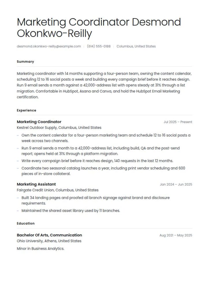 Marketing Coordinator Resume Examples & Templates
