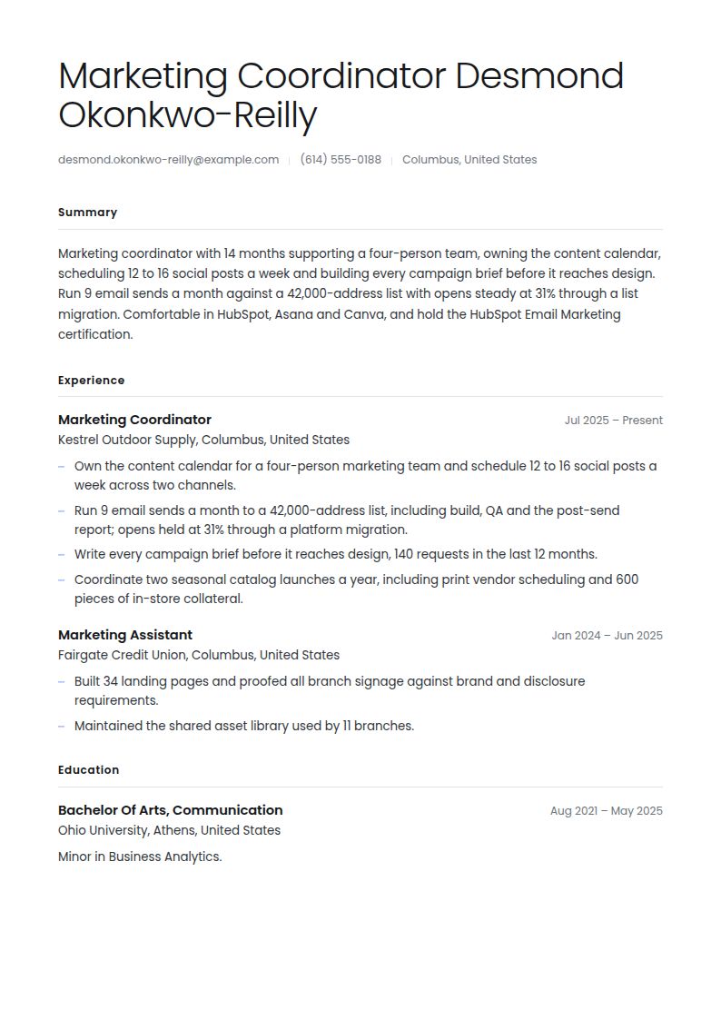 Marketing Coordinator Resume Examples & Templates
