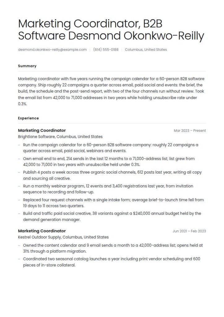 Marketing Coordinator Resume Examples & Templates