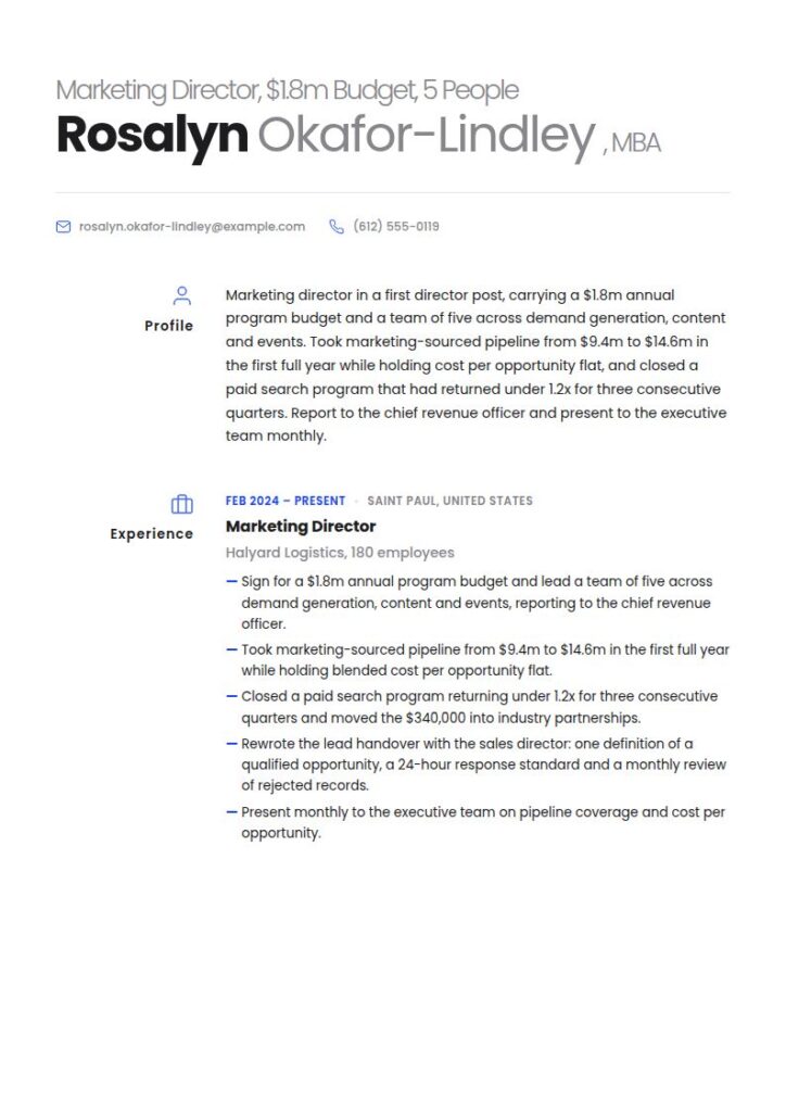 Marketing Director Resume Examples & Templates