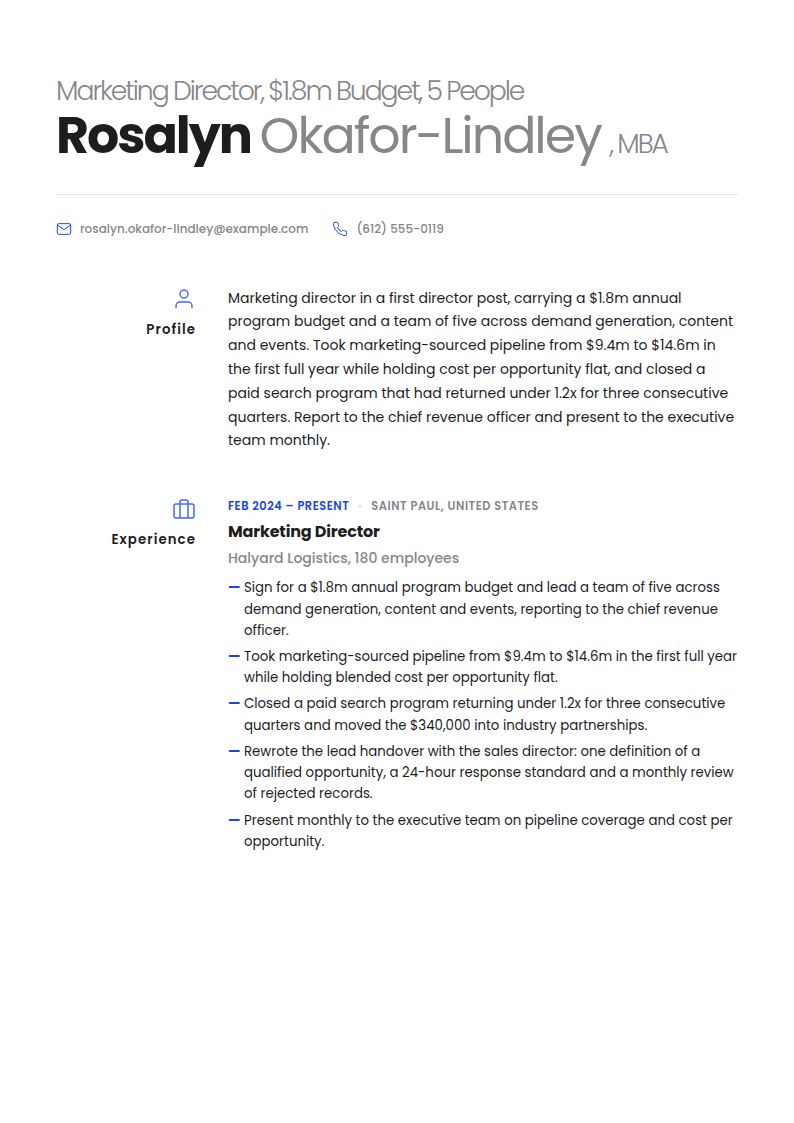 Marketing Director Resume Examples & Templates