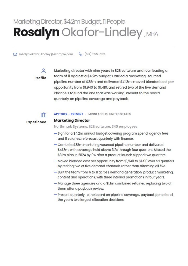 Marketing Director Resume Examples & Templates