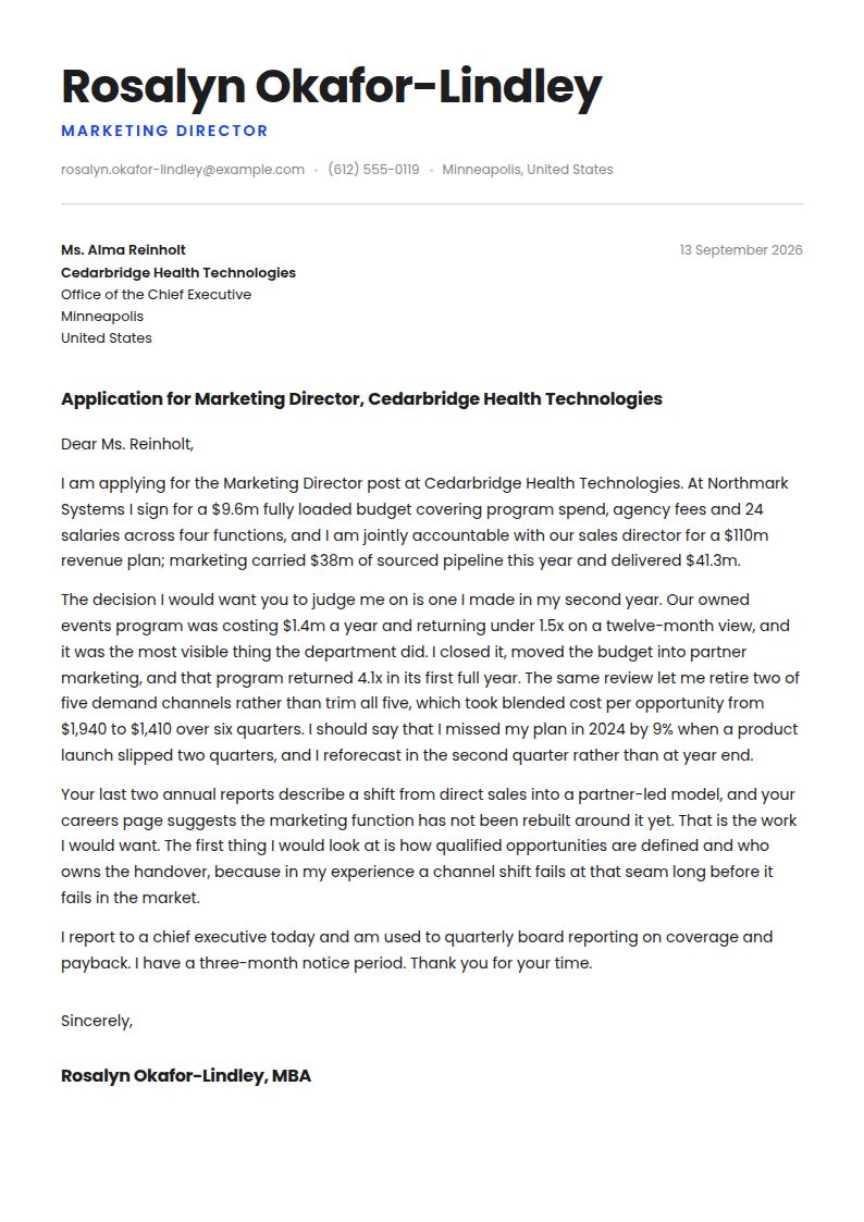 Marketing Director Cover Letter Examples & Templates