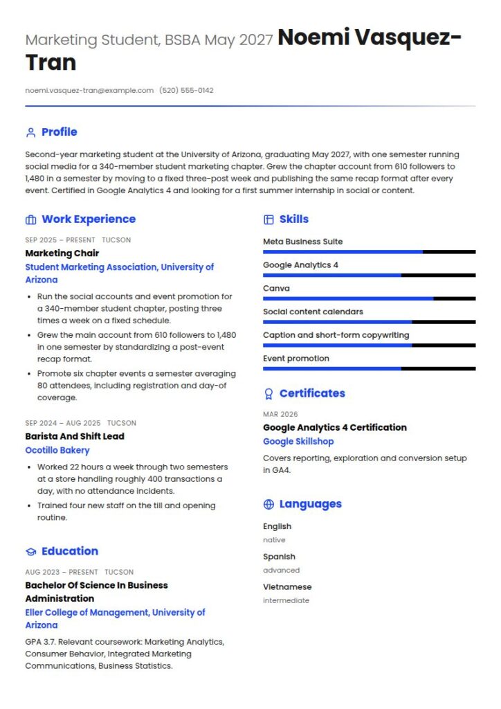 Marketing Intern Resume Examples & Templates