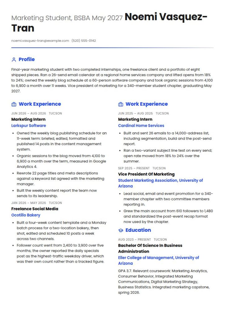 Marketing Intern Resume Examples & Templates
