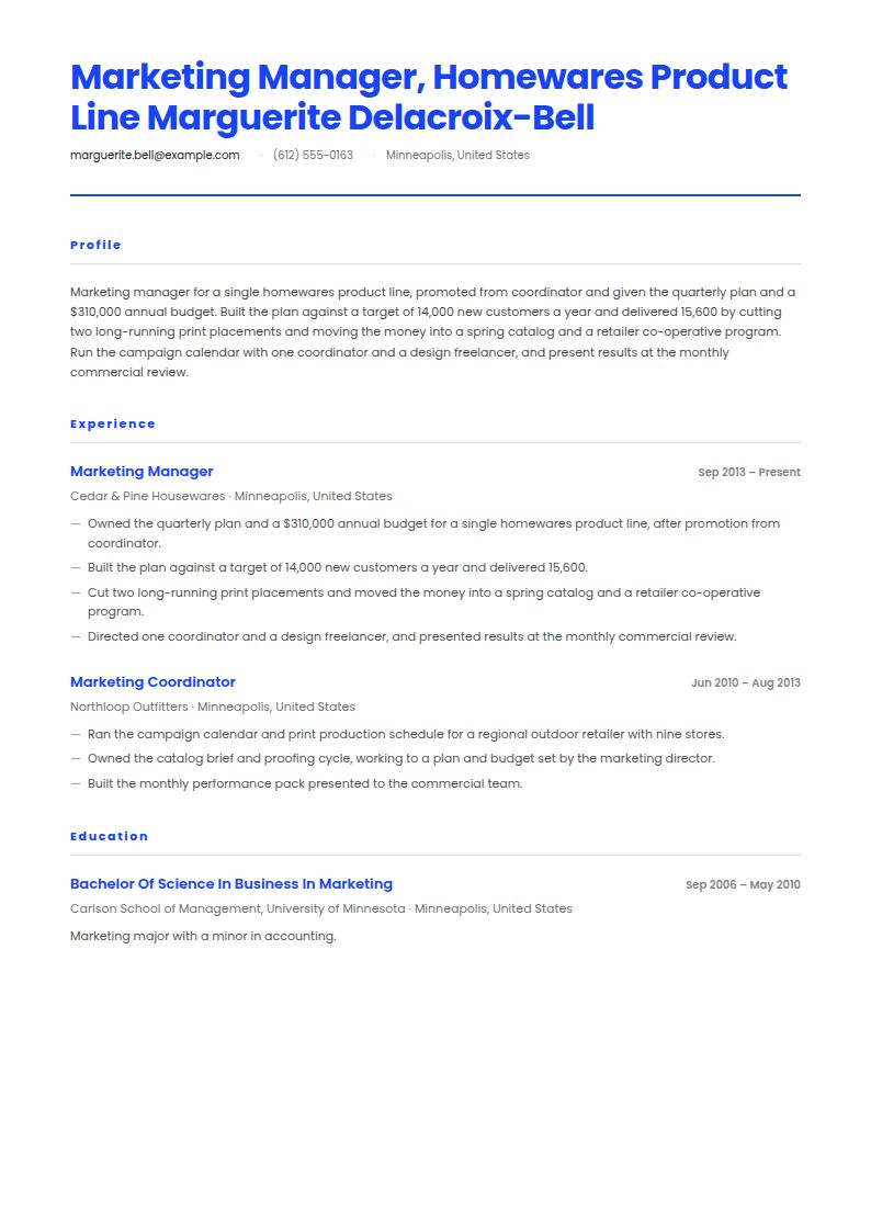 Marketing Manager Resume Examples & Templates