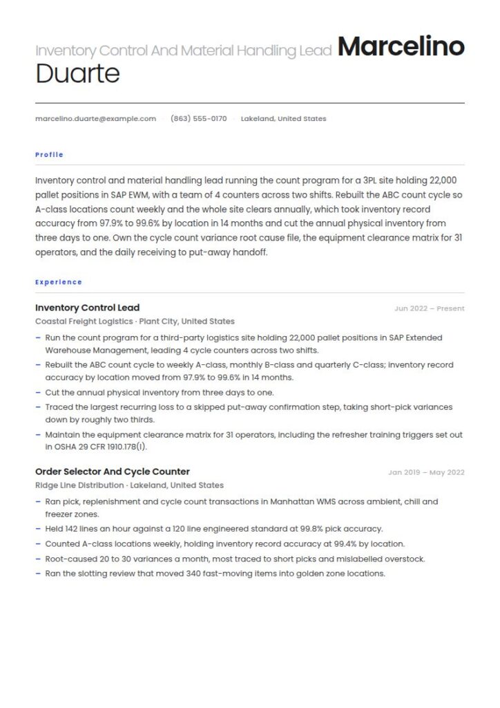 Material Handler Resume Examples & Templates