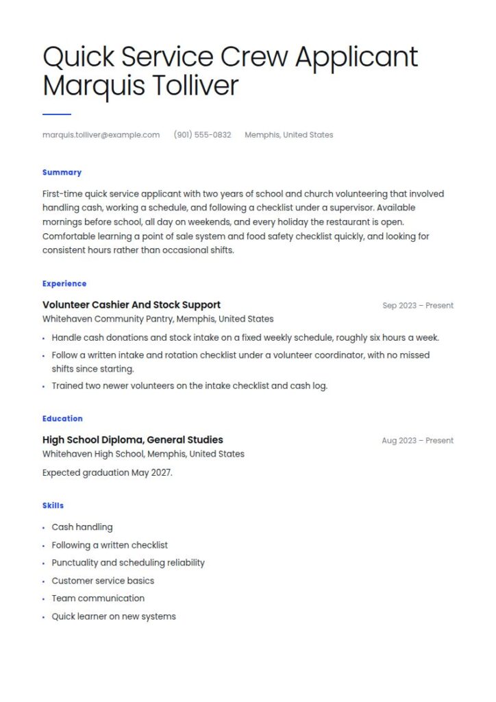 McDonald’s Resume Examples & Templates