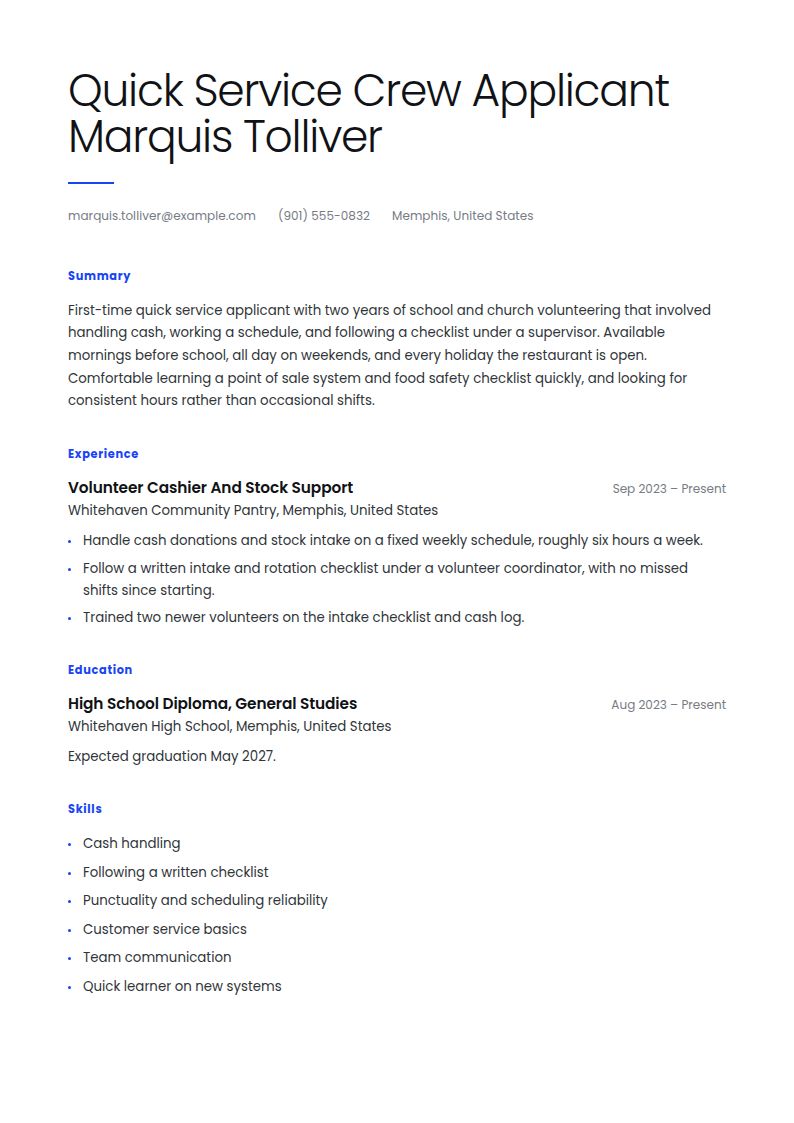 McDonald’s Resume Examples & Templates