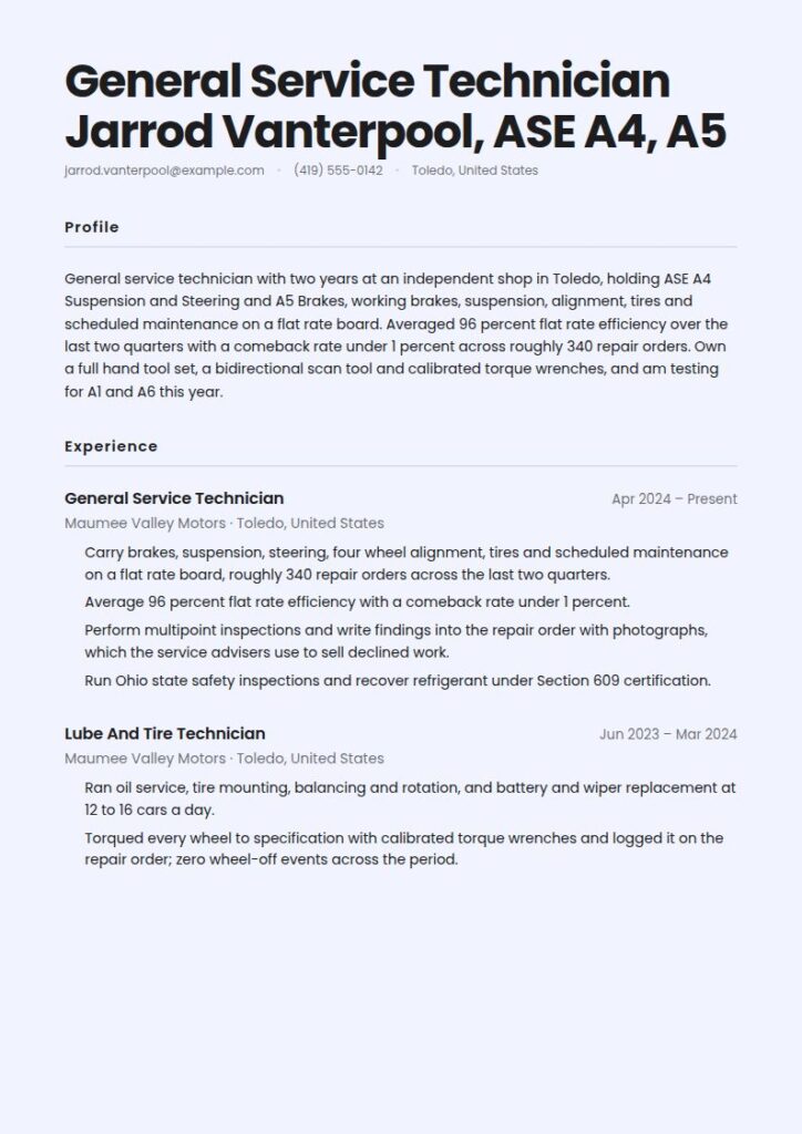 Mechanic Resume Examples & Templates