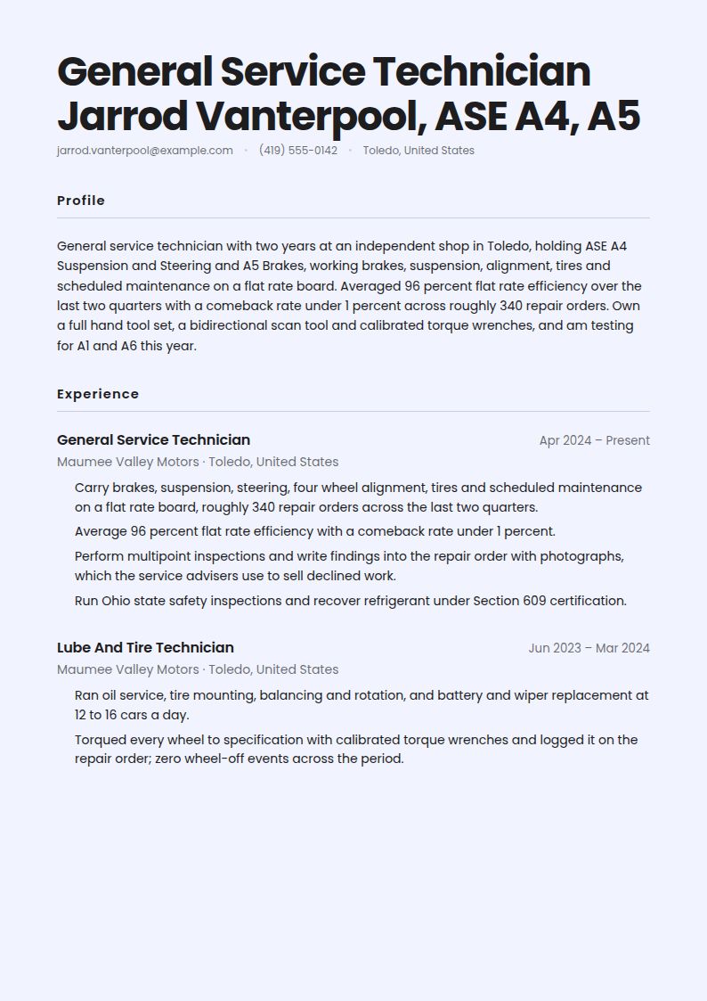 Mechanic Resume Examples & Templates