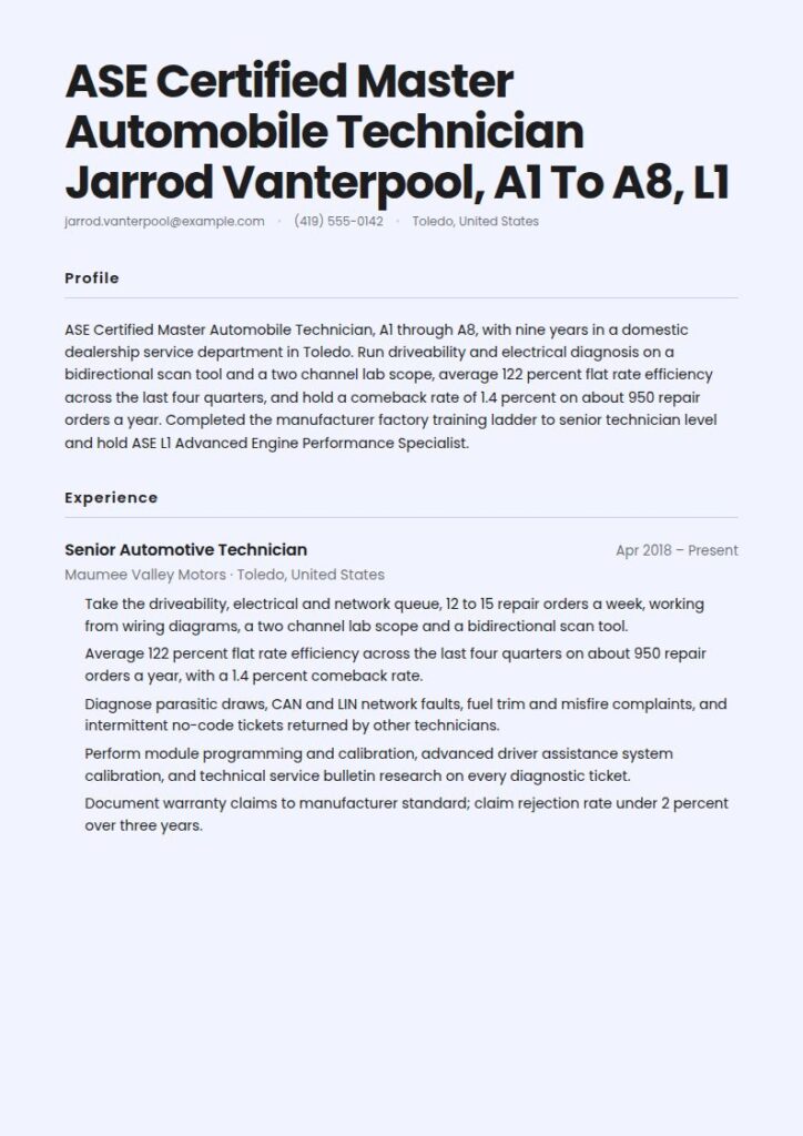 Mechanic Resume Examples & Templates