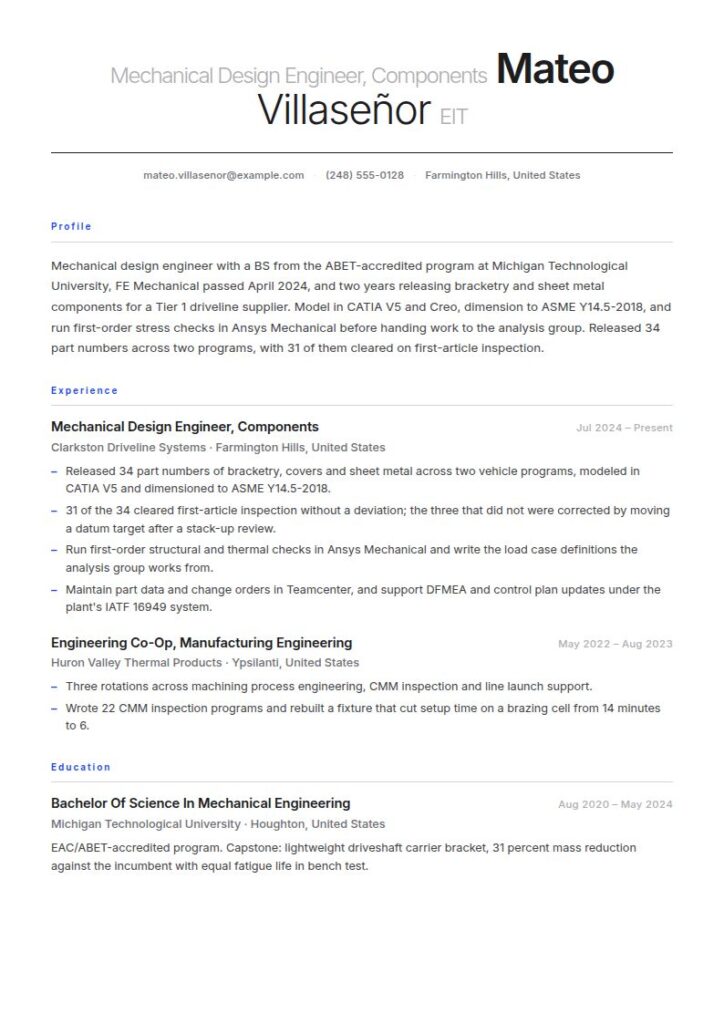Mechanical Engineer Resume Examples & Templates