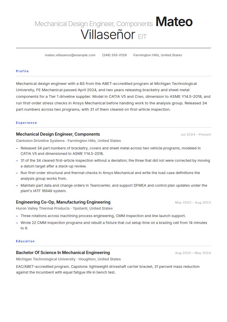 Mechanical Engineer Resume Examples & Templates