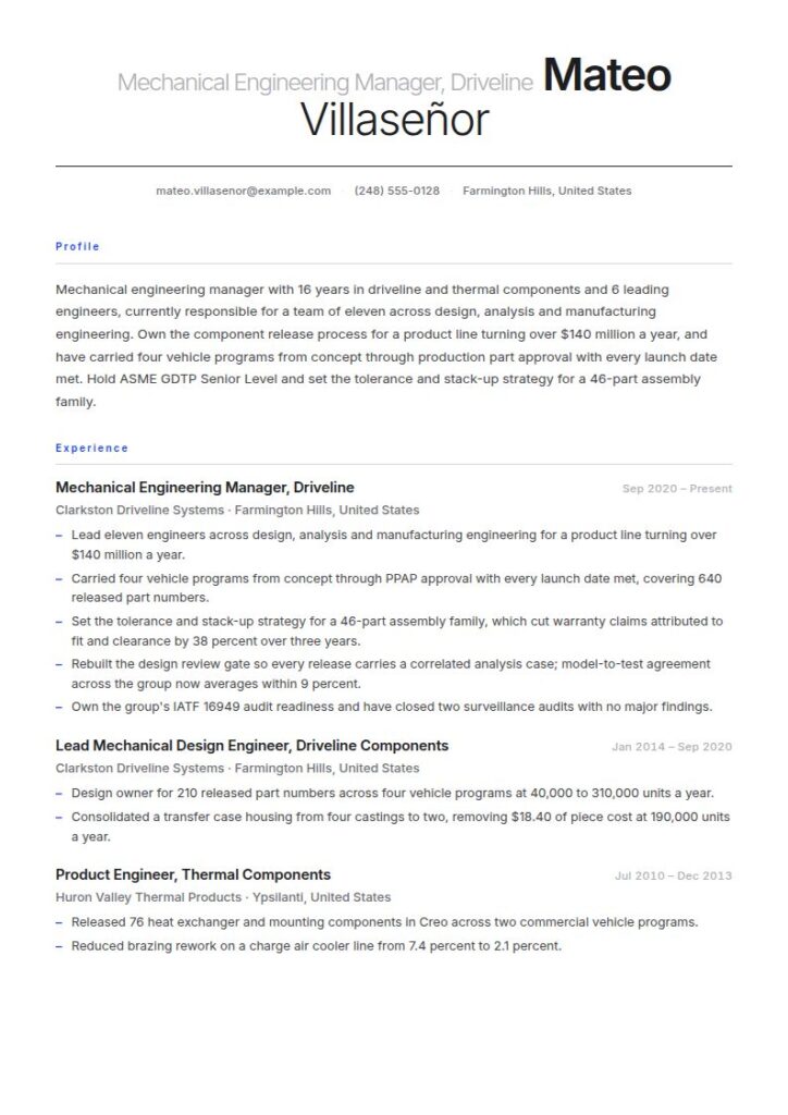 Mechanical Engineer Resume Examples & Templates