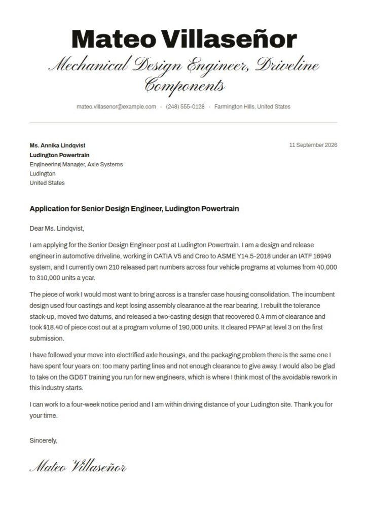 Mechanical Engineer Cover Letter Examples & Templates