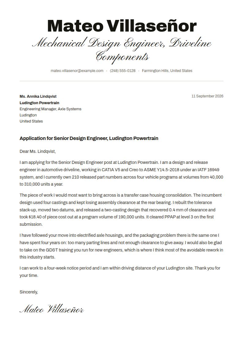 Mechanical Engineer Cover Letter Examples & Templates