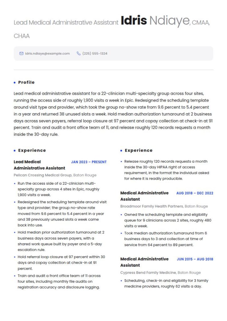 Medical Administrative Assistant Resume Examples & Templates