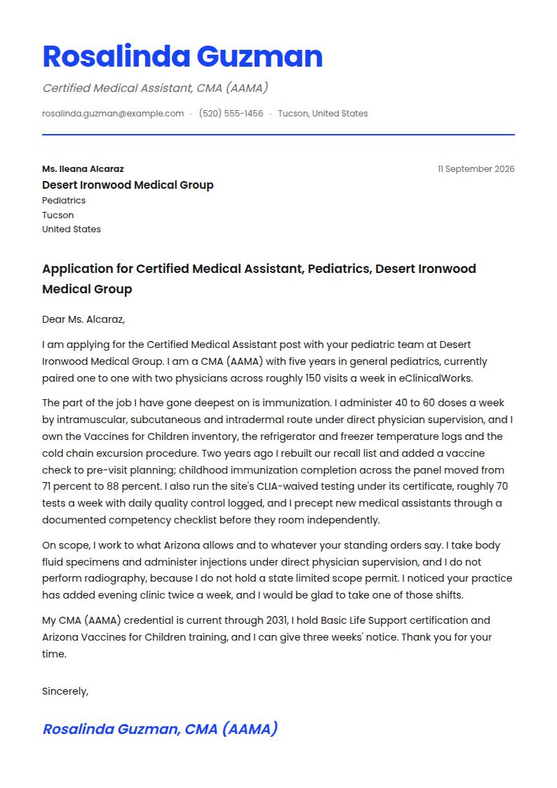Medical Assistant Cover Letter Examples & Templates