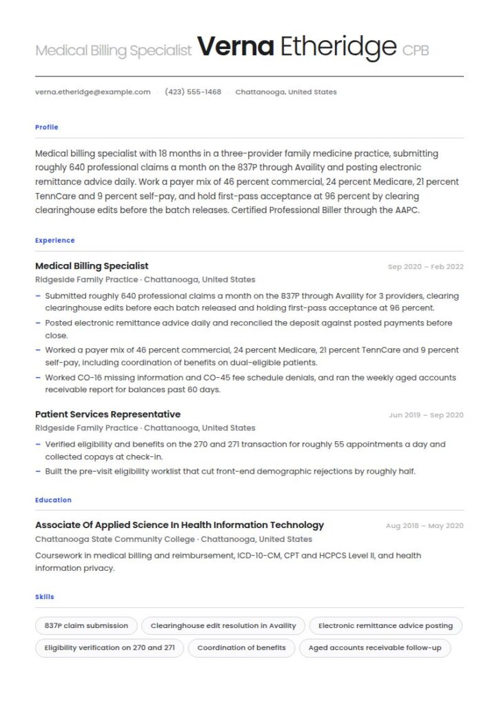 Medical Biller Resume Examples & Templates