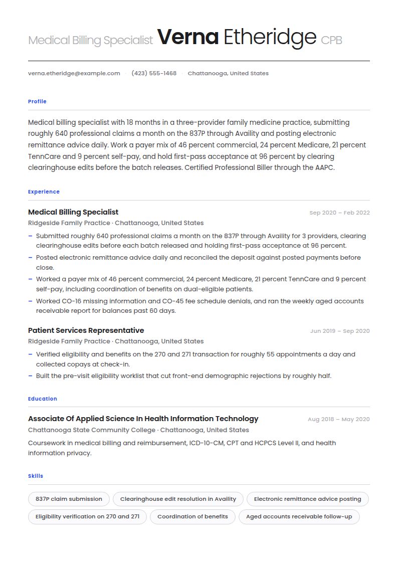 Medical Biller Resume Examples & Templates