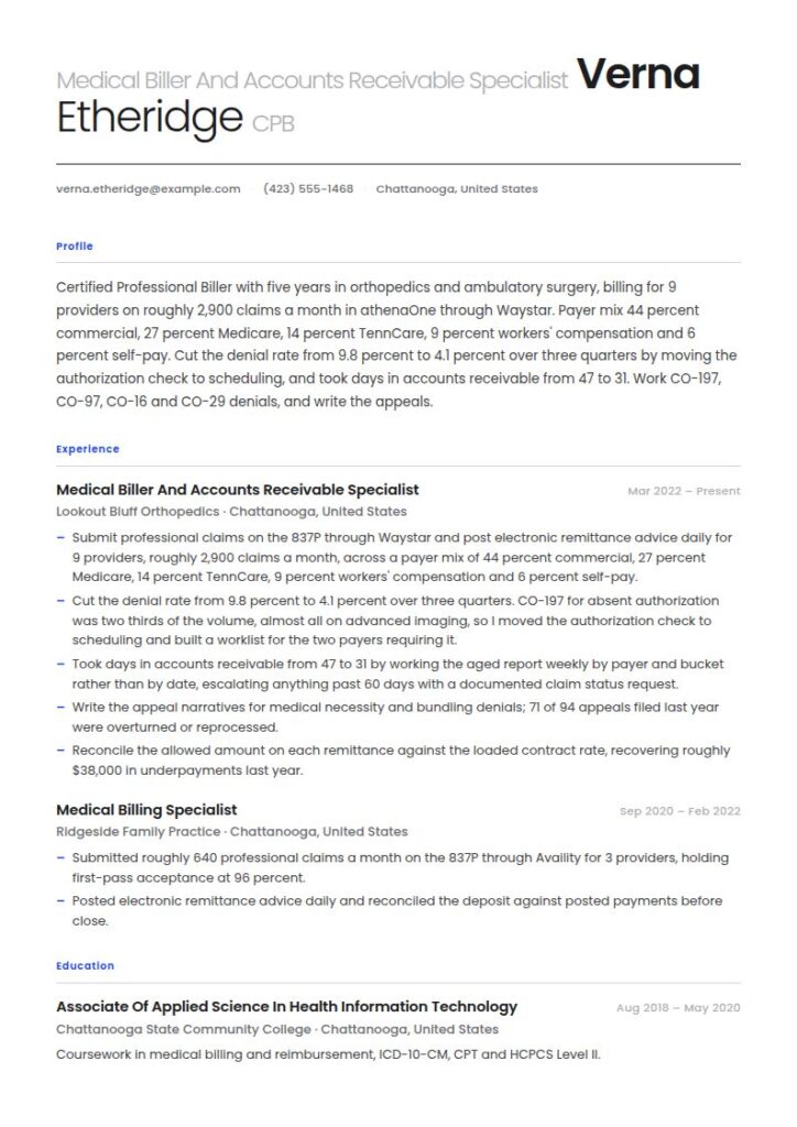 Medical Biller Resume Examples & Templates