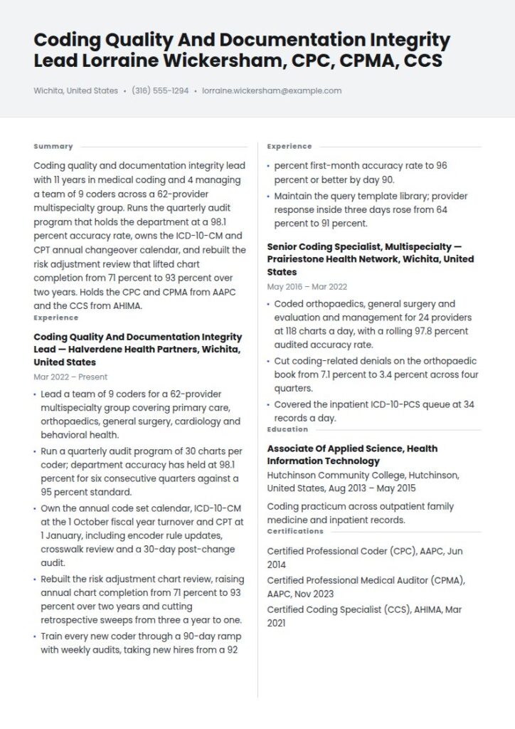 Medical Coder Resume Examples & Templates