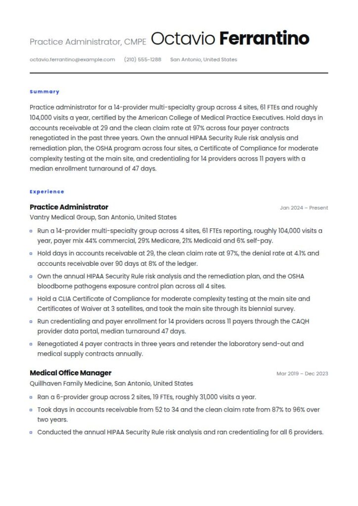 Medical Office Manager Resume Examples & Templates