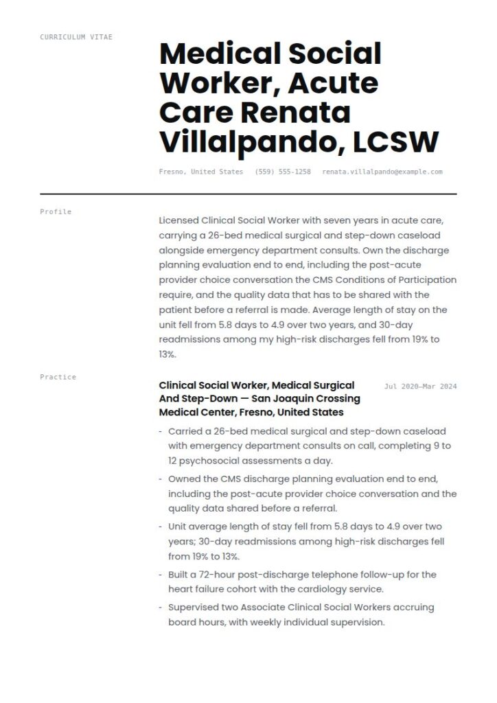 Medical Social Worker Resume Examples & Templates