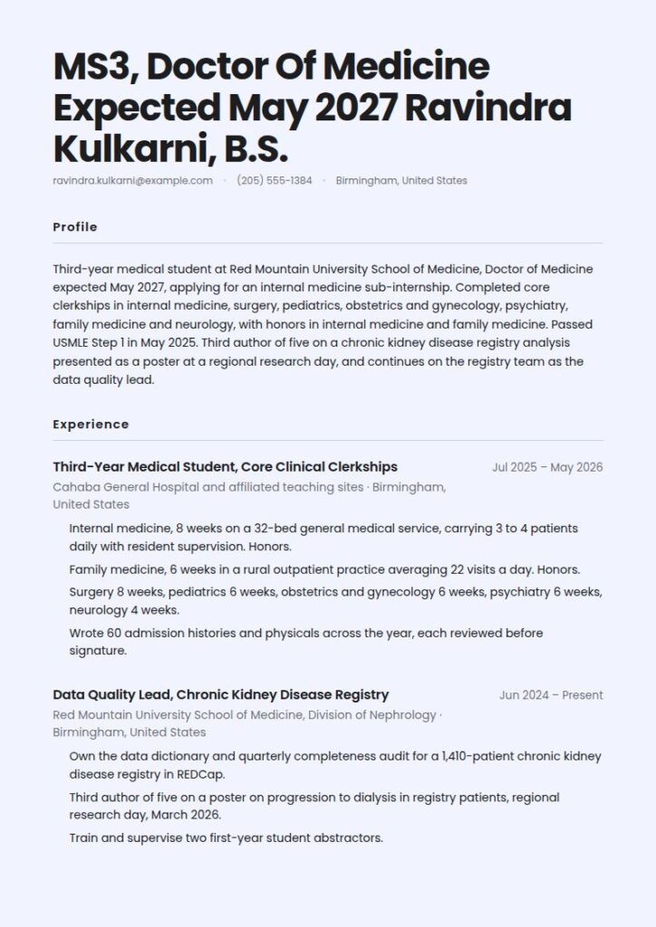 Medical Student Resume Examples & Templates