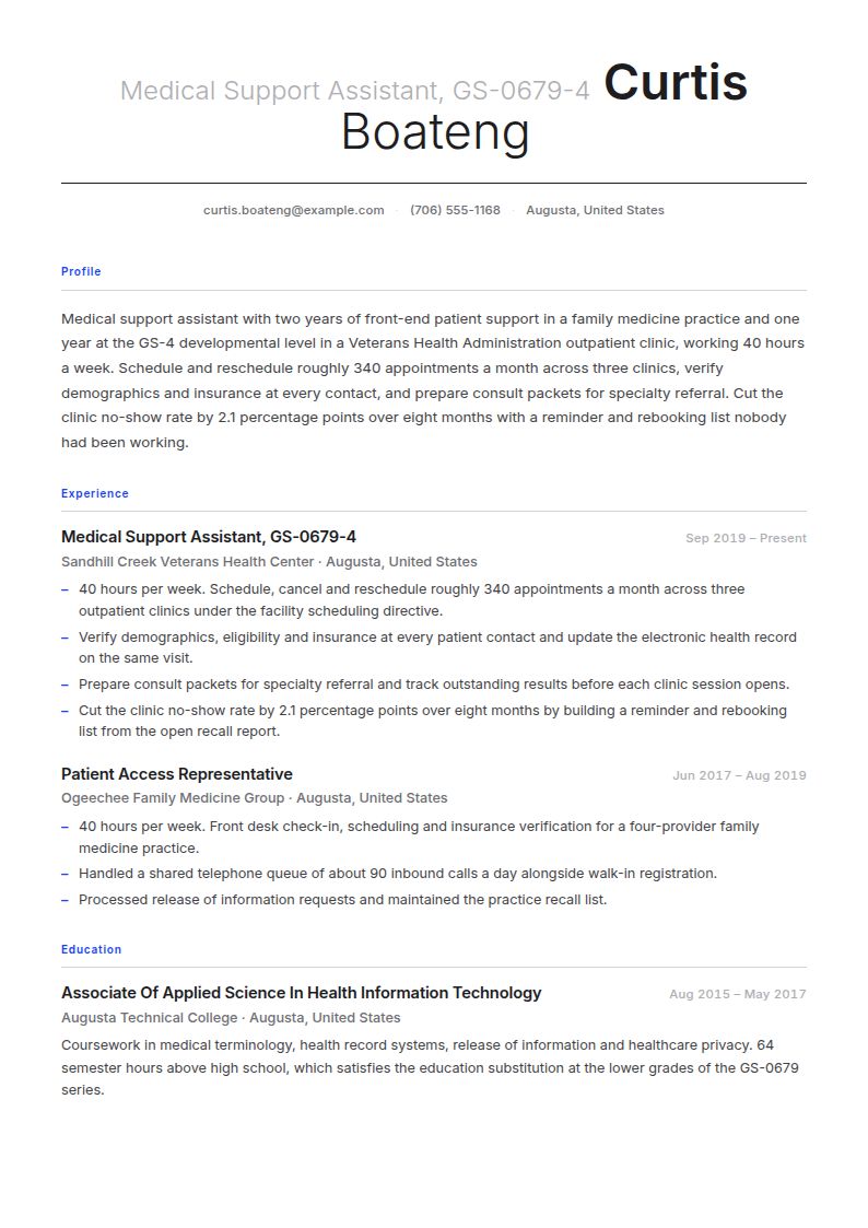 Medical Support Assistant Resume Examples & Templates