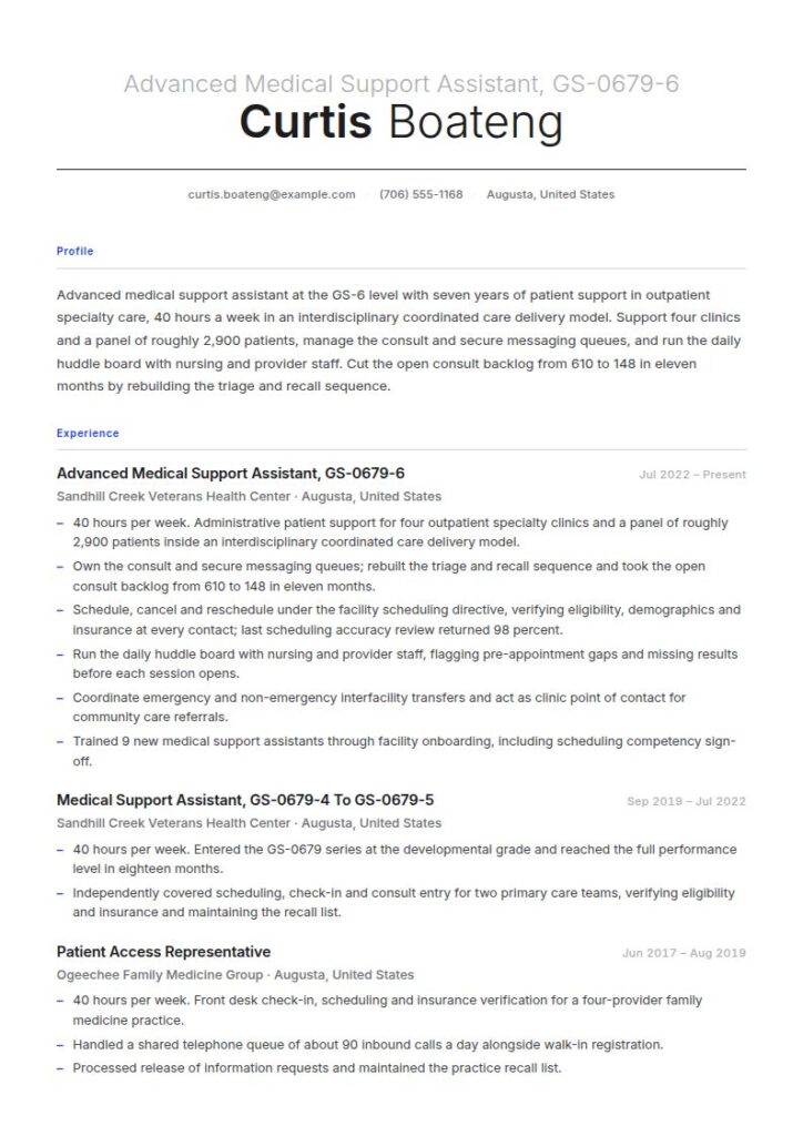 Medical Support Assistant Resume Examples & Templates