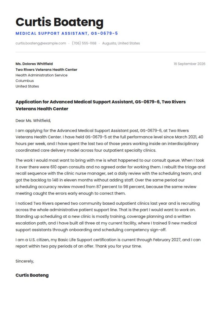 Medical Support Assistant Cover Letter Examples & Templates