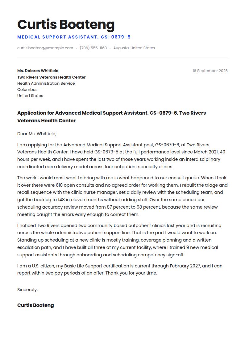 Medical Support Assistant Cover Letter Examples & Templates