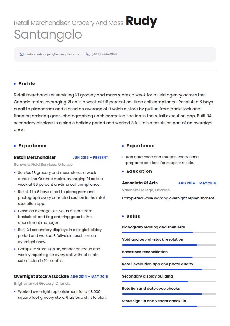 Merchandiser Resume Examples & Templates