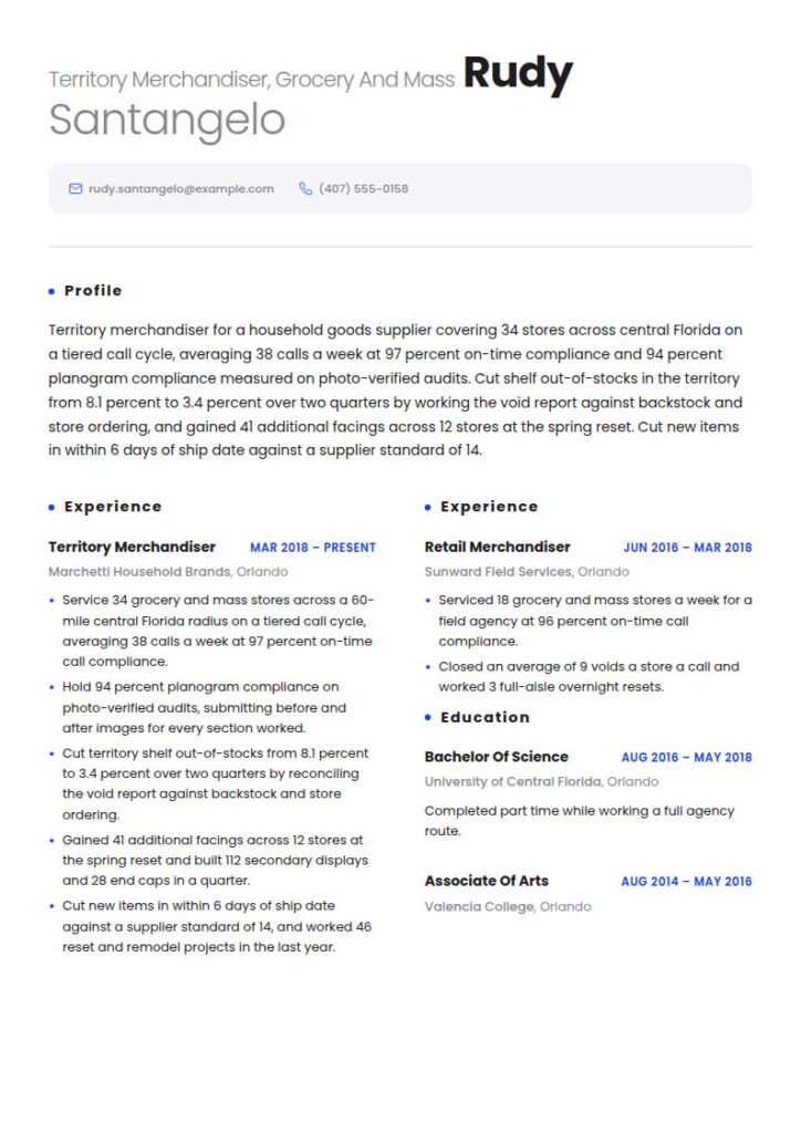 Merchandiser Resume Examples & Templates