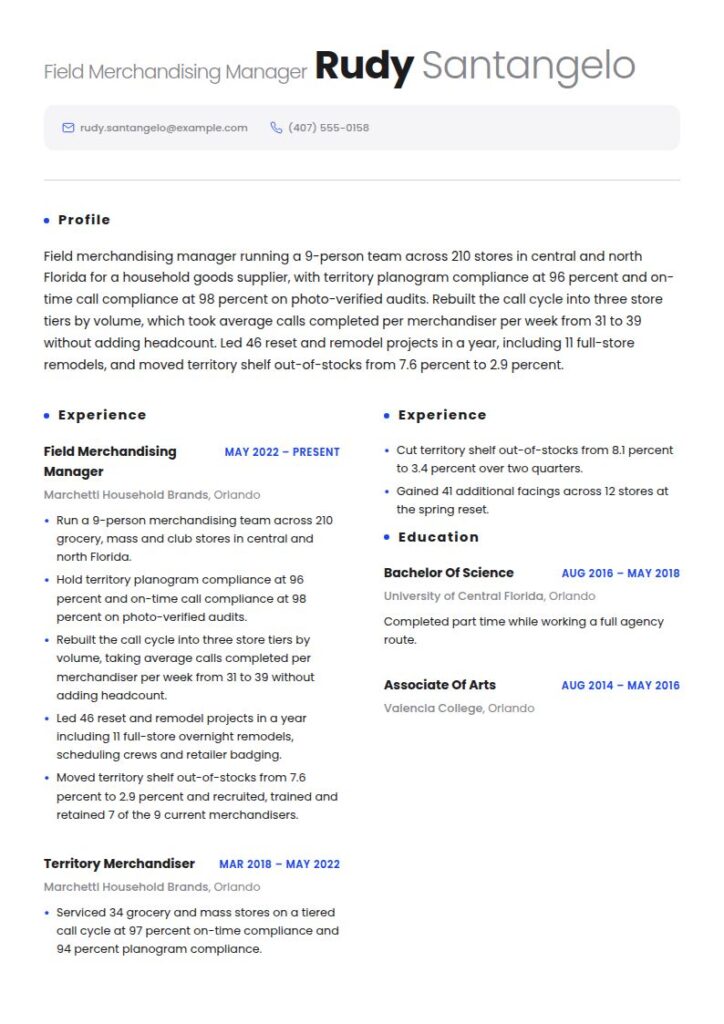 Merchandiser Resume Examples & Templates