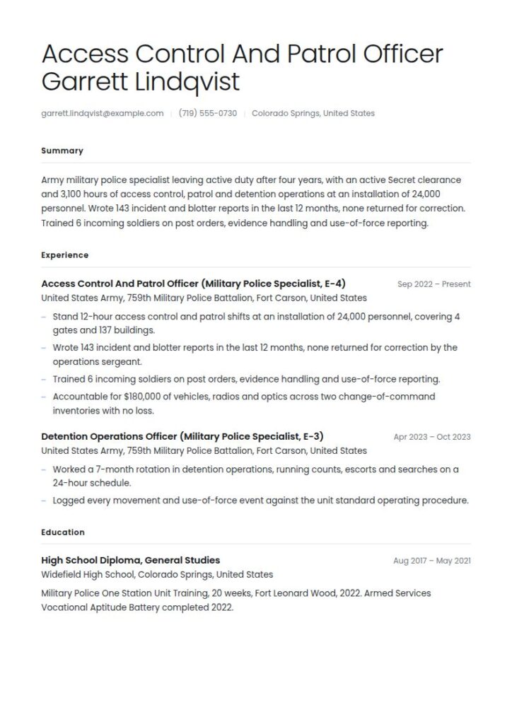 Military Resume Examples & Templates