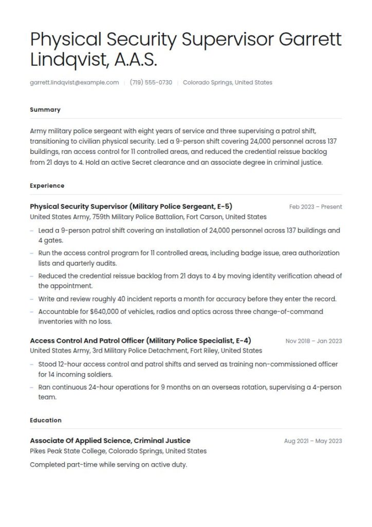 Military Resume Examples & Templates