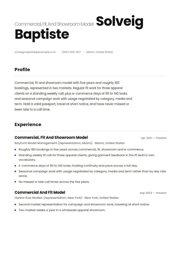 Modeling Resume Examples & Templates